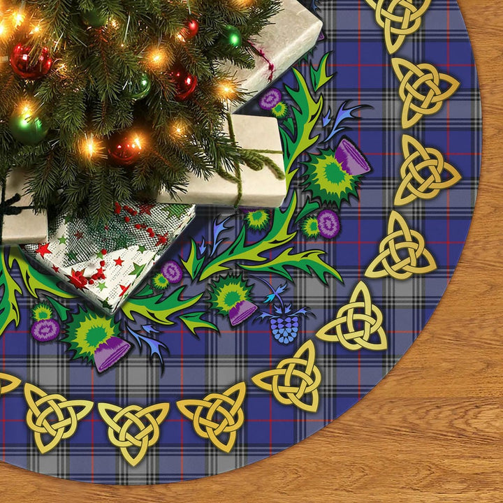 Scottish Kinnaird Clan Tartan Thistle Celtic Knot Christmas Tree Skirt No Tassels Tartan Plaid 2