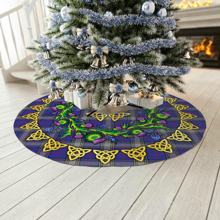 Scottish Kinnaird Clan Tartan Thistle Celtic Knot Christmas Tree Skirt No Tassels Tartan Plaid 3