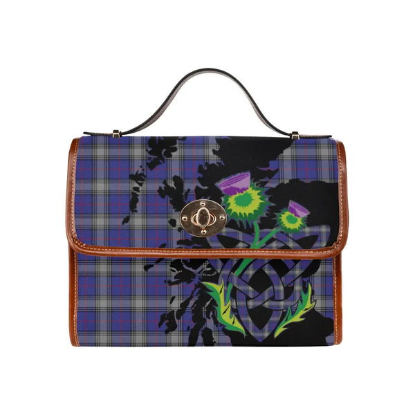 Scottish Kinnaird Clan Tartan Waterproof Canvas Bag With Thistle Tartan Plaid 2