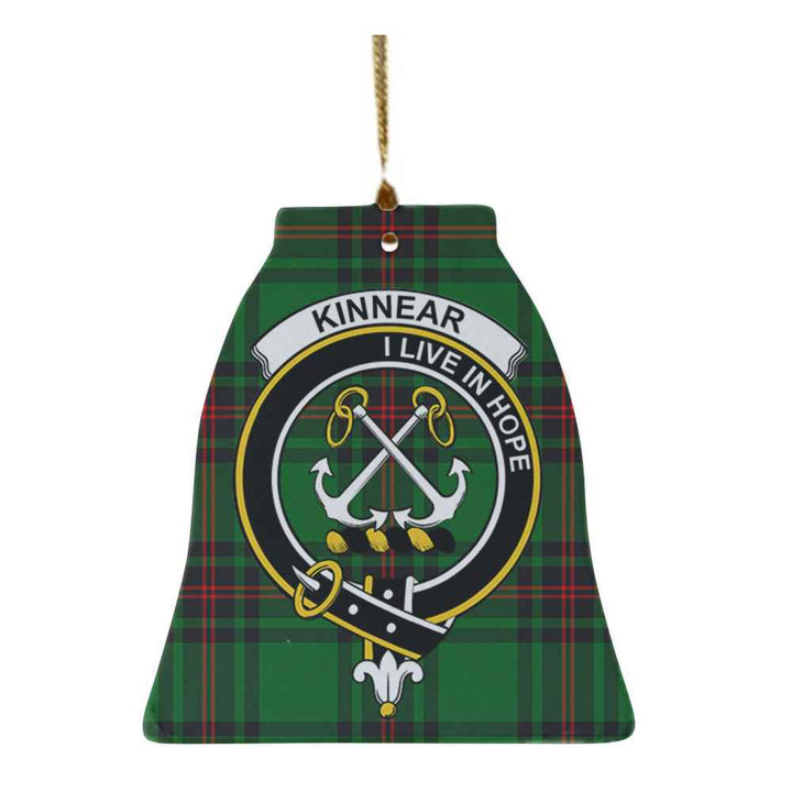 Scottish Kinnear Clan Crest Tartan Ceramic Ornament Bell Shape Tartan Plaid