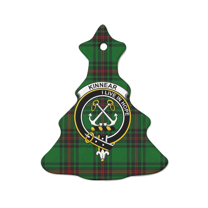 Scottish Kinnear Clan Crest Tartan Ceramic Ornament Tree Shape Tartan Plaid