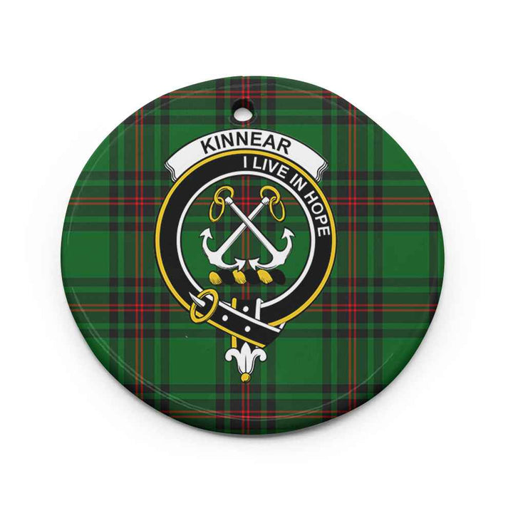 Scottish Kinnear Clan Crest Tartan Ceramic Ornament Circle Shape Tartan Plaid