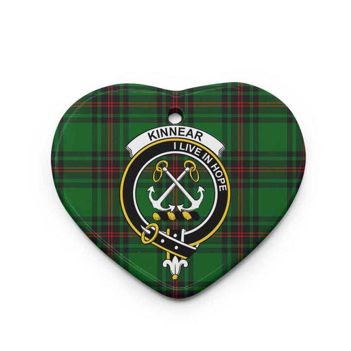 Scottish Kinnear Clan Crest Tartan Ceramic Ornament Heart Shape Tartan Plaid
