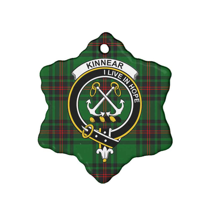 Scottish Kinnear Clan Crest Tartan Ceramic Ornament Snow Flake Shape Tartan Plaid
