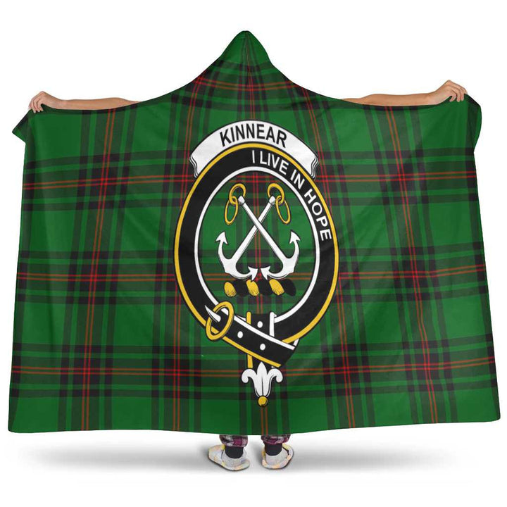 Scottish Kinnear Clan Crest Tartan Hooded Blanket Tartan Plaid 1