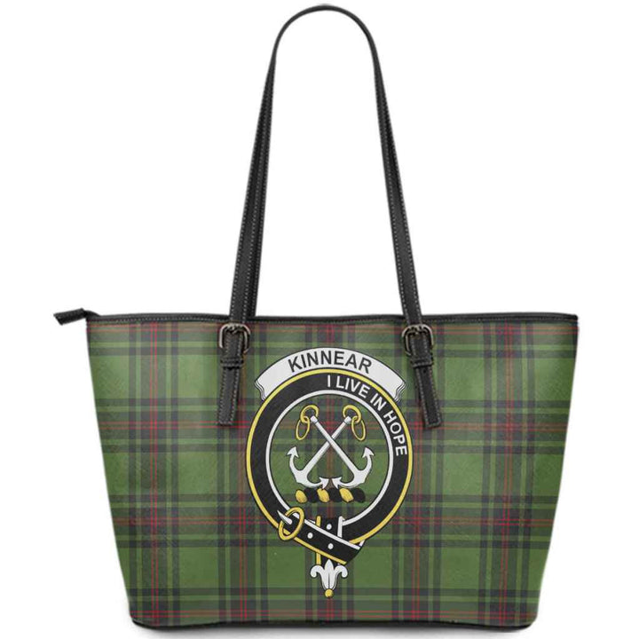 Scottish Kinnear Clan Crest Tartan Leather Tote Tartan Plaid