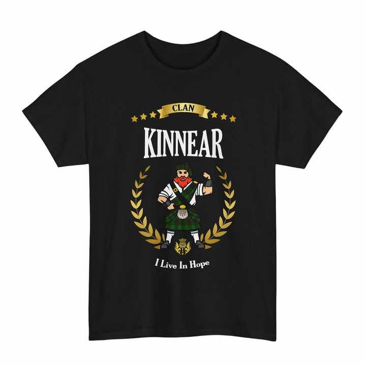 Scottish Kinnear Clan Tartan T-Shirt - Motto Scotsman Tartan Plaid Black Color