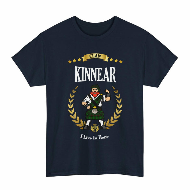 Scottish Kinnear Clan Tartan T-Shirt - Motto Scotsman Tartan Plaid Navy Color