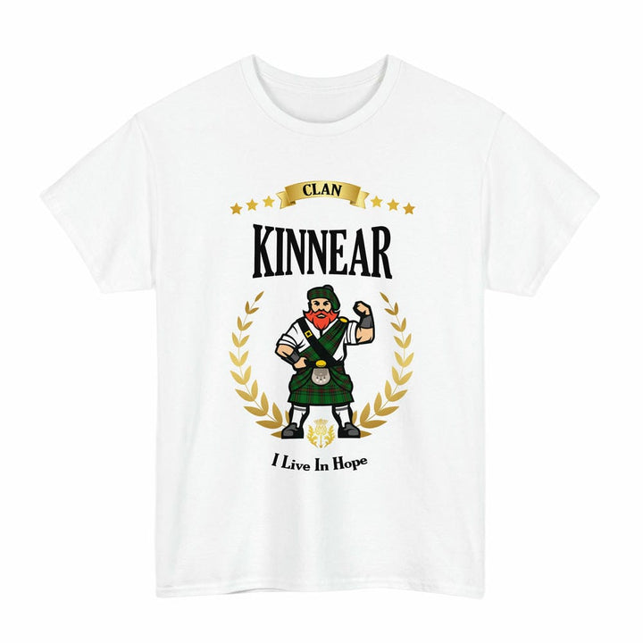 Scottish Kinnear Clan Tartan T-Shirt - Motto Scotsman Tartan Plaid White Color