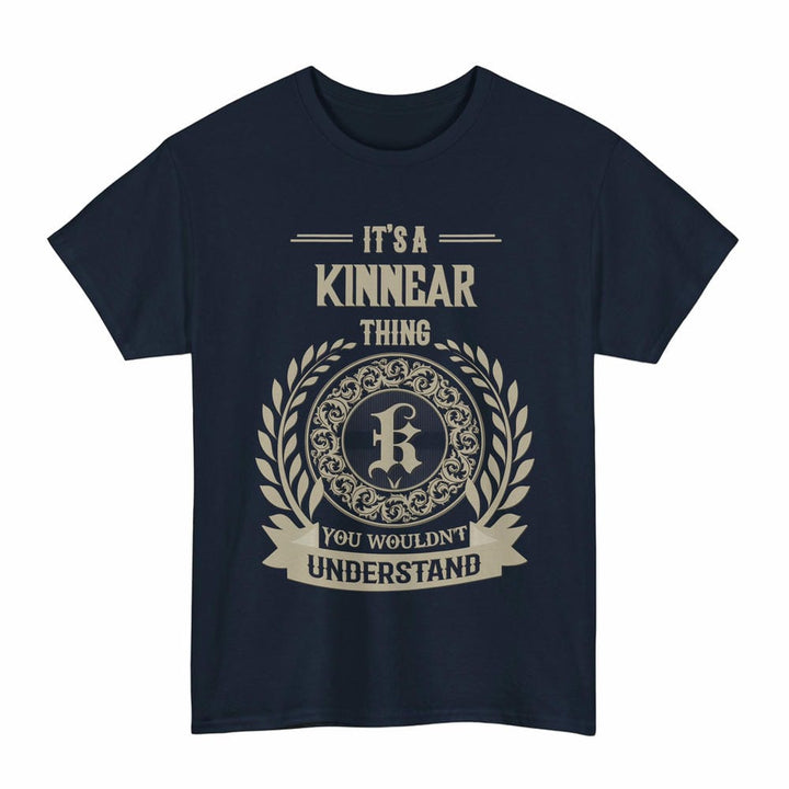 Scottish Kinnear Clan Tartan T-Shirt - Vintage Family Name Tartan Plaid Navy Color