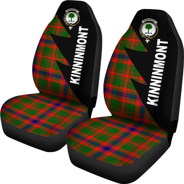 Scottish Kinninmont Clan Crest Tartan Car Seat Covers - Flash Style 2