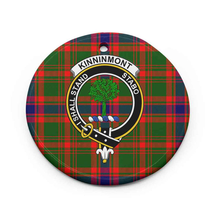 Scottish Kinninmont Clan Crest Tartan Ceramic Ornament Circle Shape Tartan Plaid