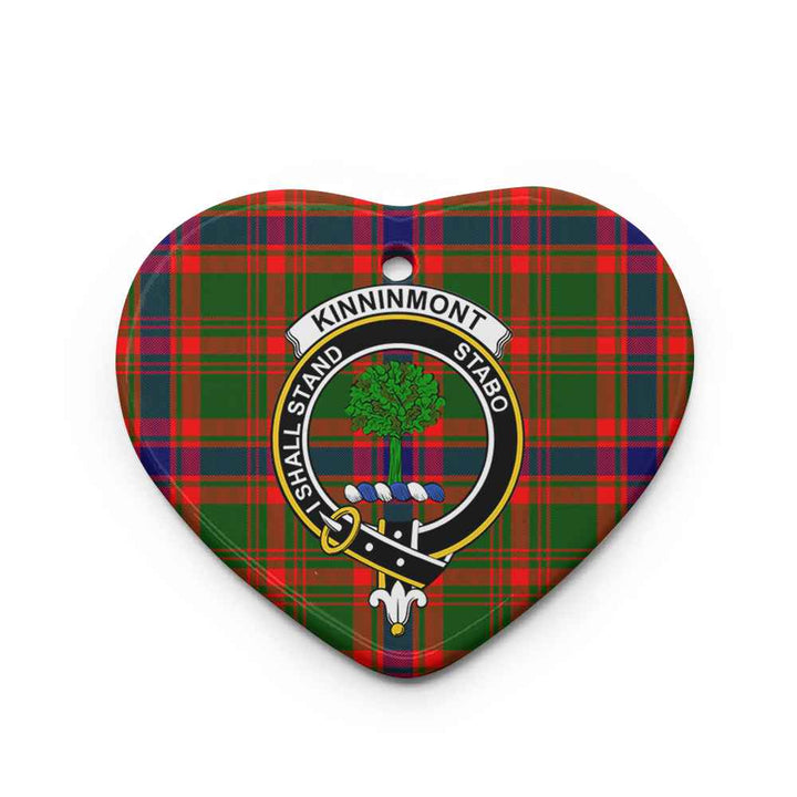 Scottish Kinninmont Clan Crest Tartan Ceramic Ornament Heart Shape Tartan Plaid