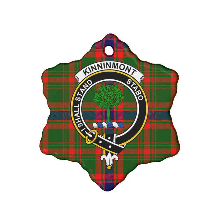 Scottish Kinninmont Clan Crest Tartan Ceramic Ornament Snow Flake Shape Tartan Plaid