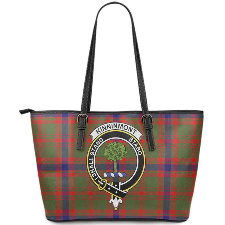 Scottish Kinninmont Clan Crest Tartan Leather Tote Tartan Plaid