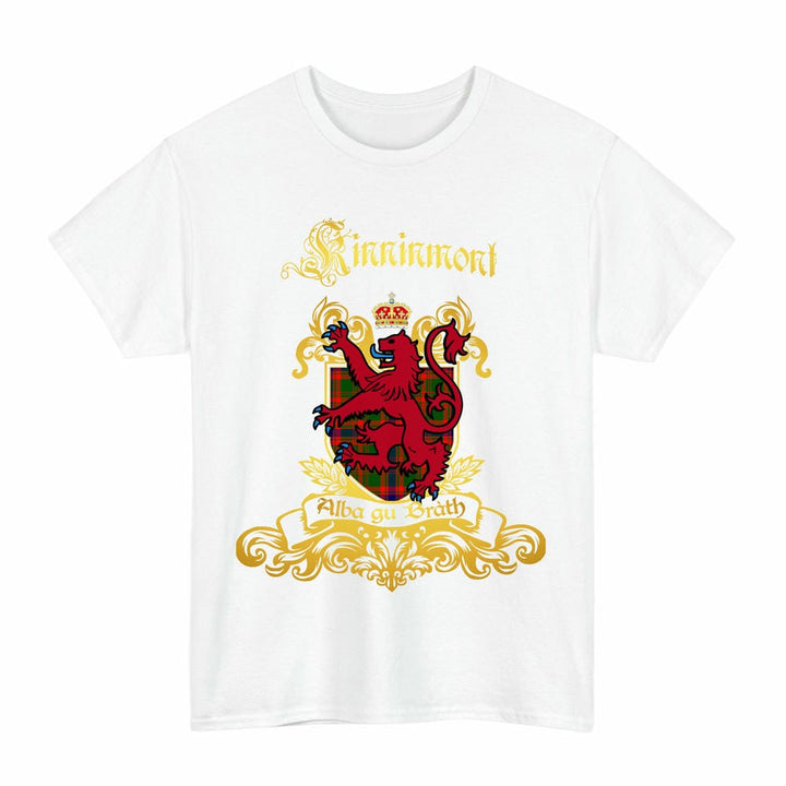 Scottish Kinninmont Clan Tartan Lion Rampant of Scotland T-Shirt Tartan Plaid White Color