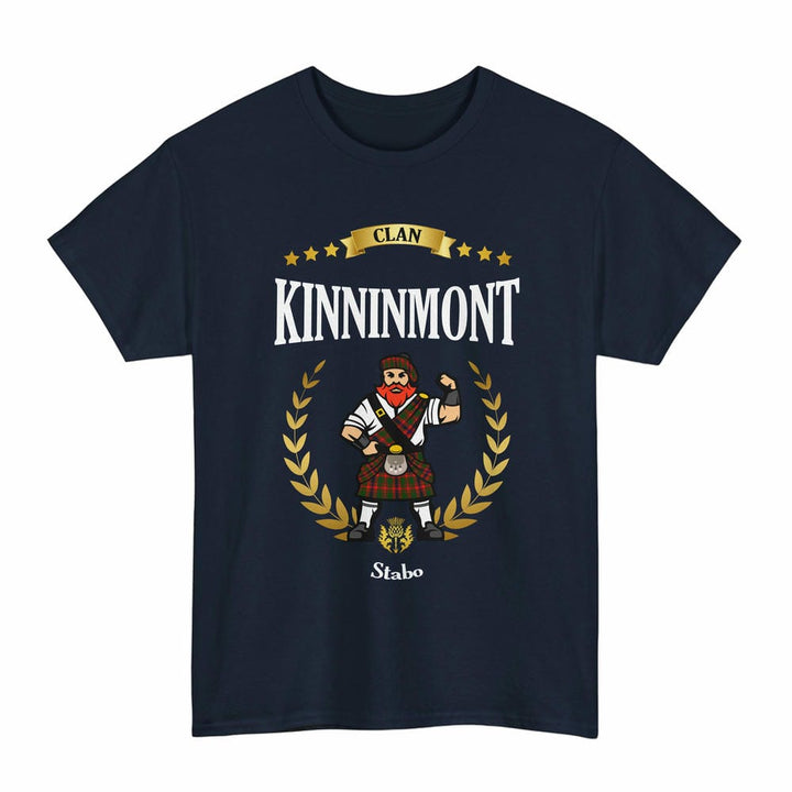 Scottish Kinninmont Clan Tartan T-Shirt - Motto Scotsman Tartan Plaid Navy Color