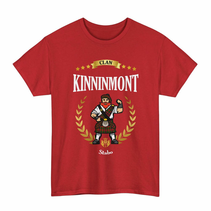 Scottish Kinninmont Clan Tartan T-Shirt - Motto Scotsman Tartan Plaid Red Color