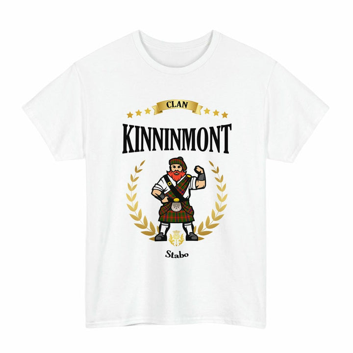 Scottish Kinninmont Clan Tartan T-Shirt - Motto Scotsman Tartan Plaid White Color