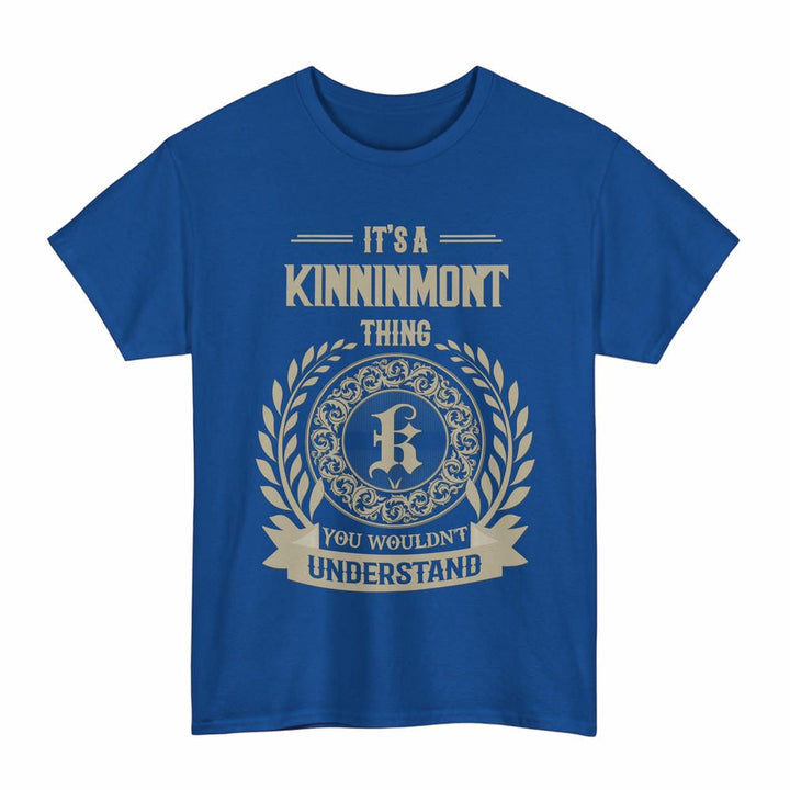 Scottish Kinninmont Clan Tartan T-Shirt - Vintage Family Name Tartan Plaid Royal Color