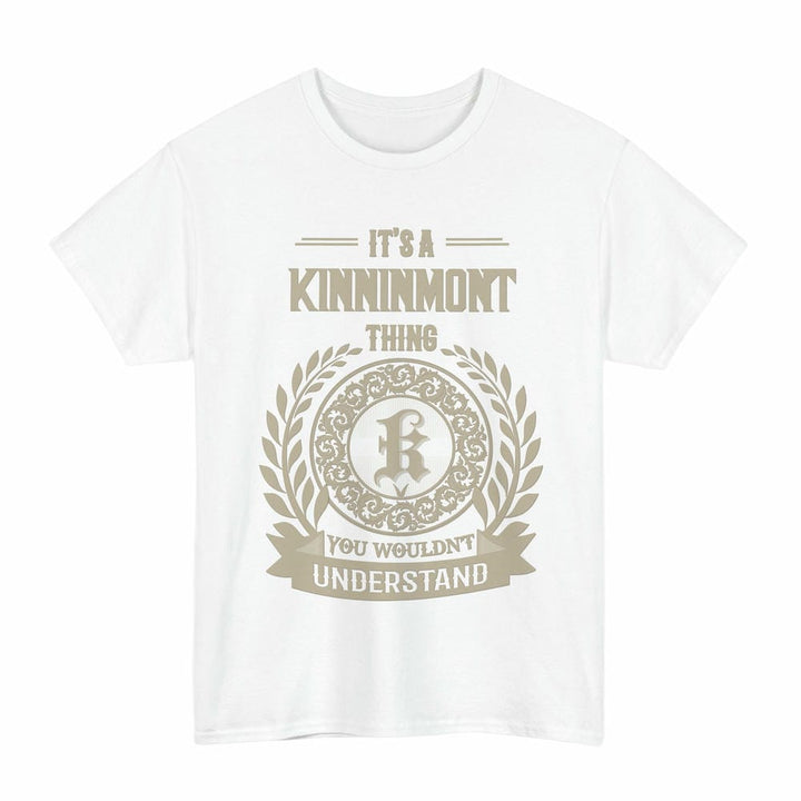 Scottish Kinninmont Clan Tartan T-Shirt - Vintage Family Name Tartan Plaid White Color