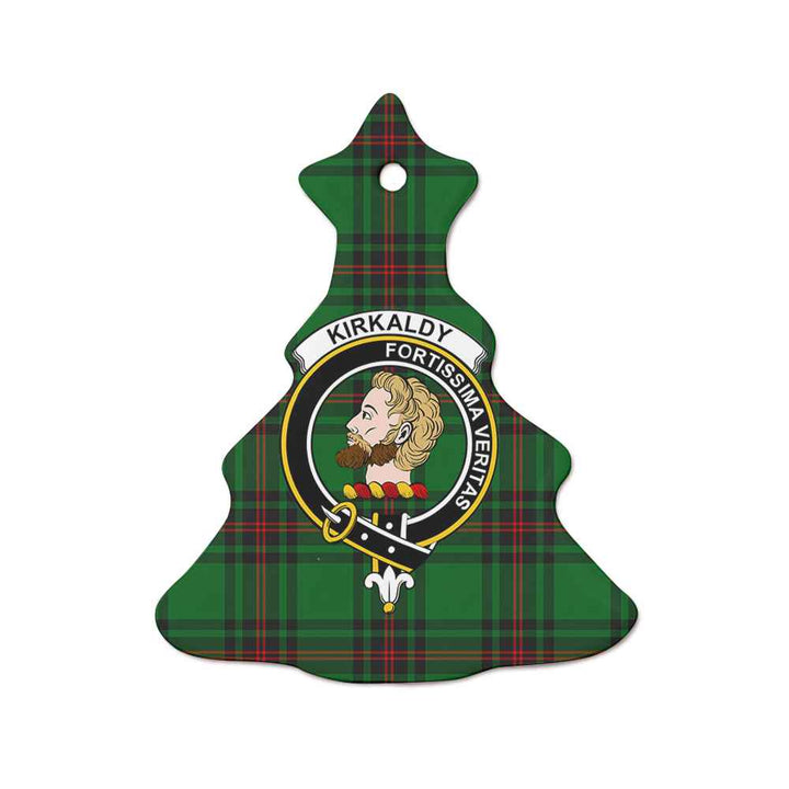 Scottish Kirkaldy Clan Crest Tartan Ceramic Ornament Tree Shape Tartan Plaid