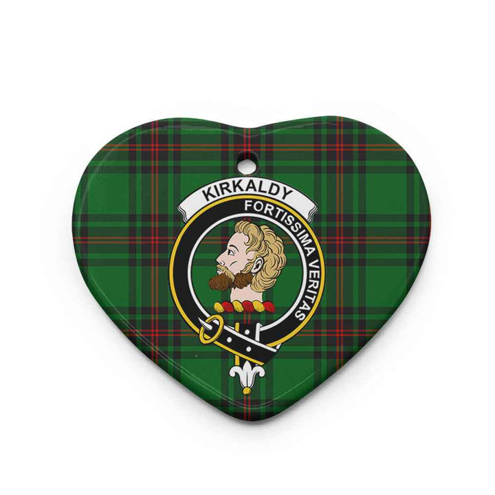 Scottish Kirkaldy Clan Crest Tartan Ceramic Ornament Heart Shape Tartan Plaid
