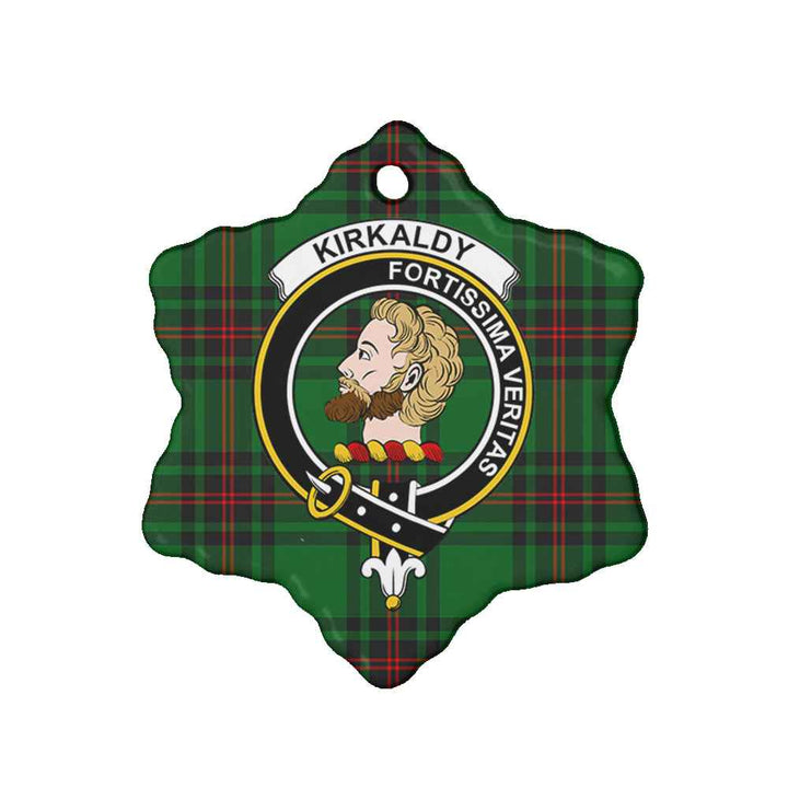 Scottish Kirkaldy Clan Crest Tartan Ceramic Ornament Snow Flake Shape Tartan Plaid