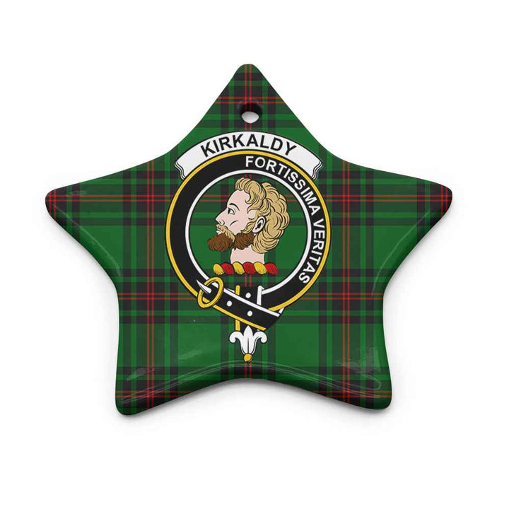 Scottish Kirkaldy Clan Crest Tartan Ceramic Ornament Star Shape Tartan Plaid