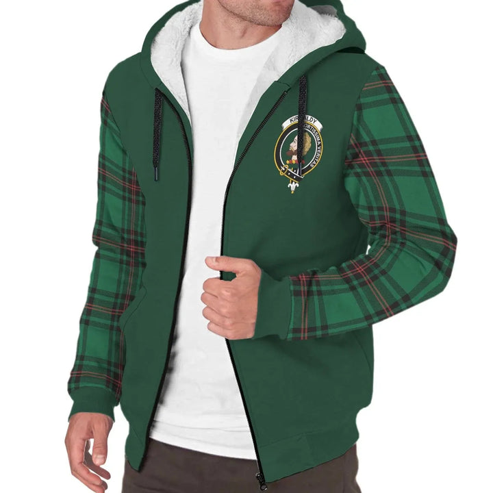 Scottish Kirkaldy Clan Crest Tartan Plaid Sleeve Sherpa Hoodie