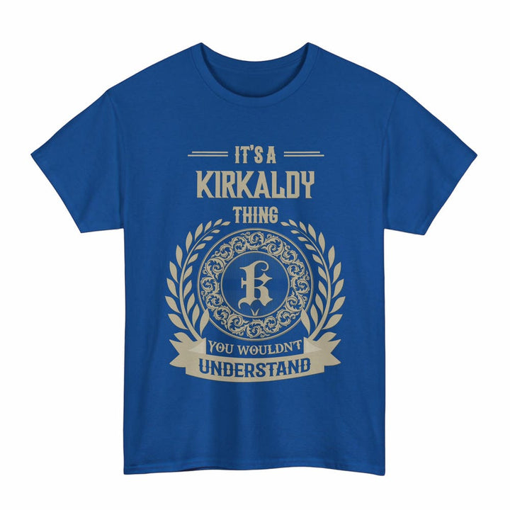 Scottish Kirkaldy Clan Tartan T-Shirt - Vintage Family Name Tartan Plaid Royal Color