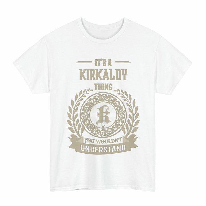 Scottish Kirkaldy Clan Tartan T-Shirt - Vintage Family Name Tartan Plaid White Color