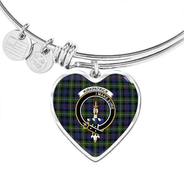 Scottish Kirkpatrick Clan Crest Tartan Bangle Heart Tartan Plaid 1