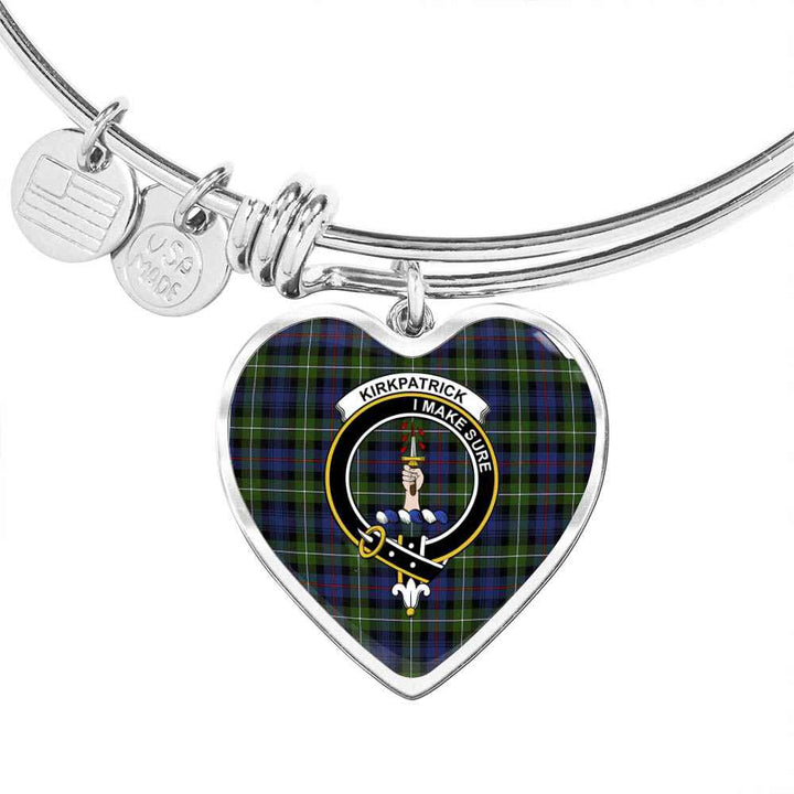 Scottish Kirkpatrick Clan Crest Tartan Bangle Heart Tartan Plaid 1