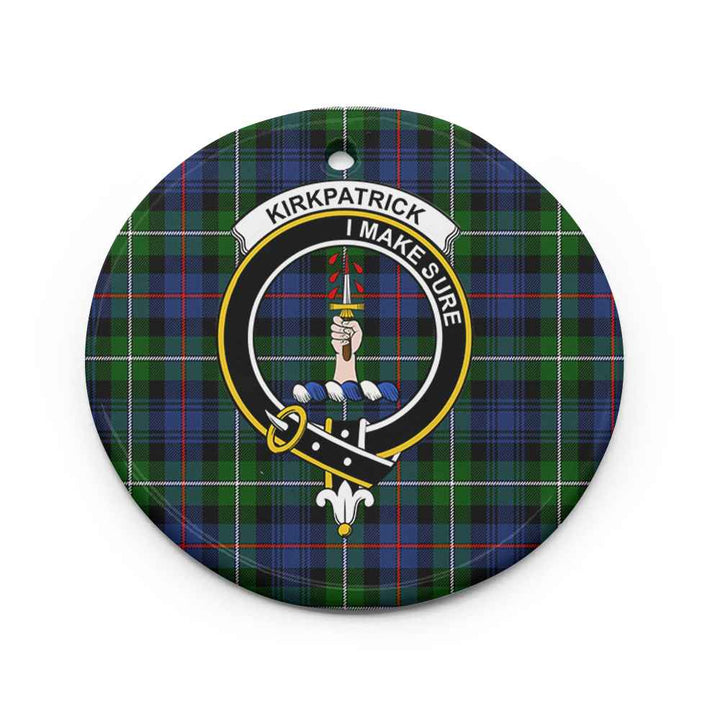 Scottish Kirkpatrick Clan Crest Tartan Ceramic Ornament Circle Shape Tartan Plaid