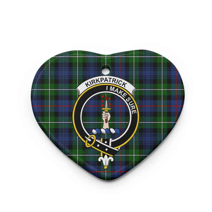 Scottish Kirkpatrick Clan Crest Tartan Ceramic Ornament Heart Shape Tartan Plaid