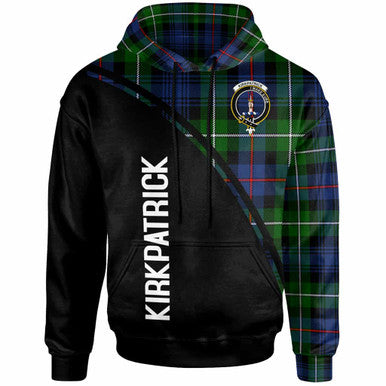 Scottish Kirkpatrick Clan Crest Tartan Curve Hoodie Front Side Tartan Plaid