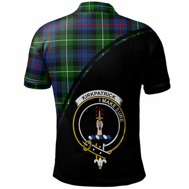 Scottish Kirkpatrick Clan Crest Tartan Curve Polo Shirt Back Side Tartan Plaid