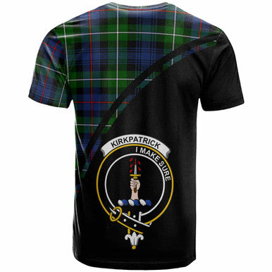 Scottish Kirkpatrick Clan Crest Tartan Curve T-Shirt Back Side Tartan Plaid