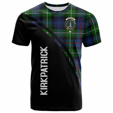 Scottish Kirkpatrick Clan Crest Tartan Curve T-Shirt Front Side Tartan Plaid