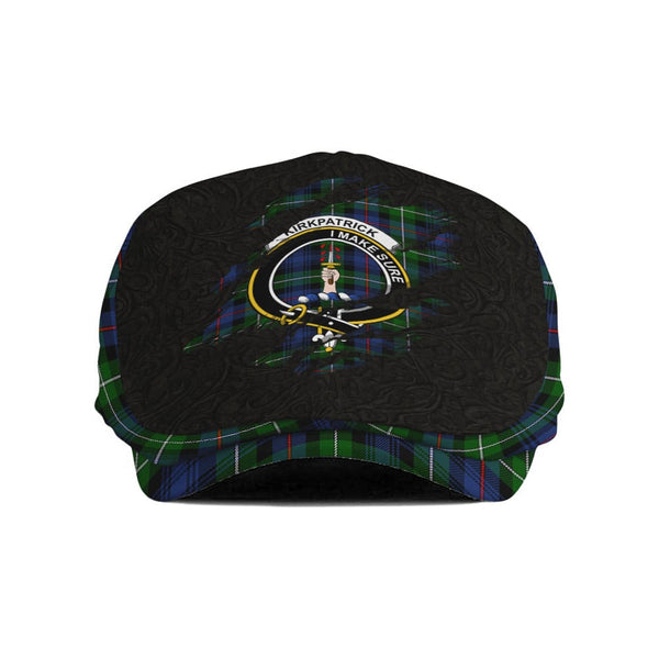 Scottish Kirkpatrick Clan Crest Tartan Flat Cap - Scratch Style Tartan Plaid 1