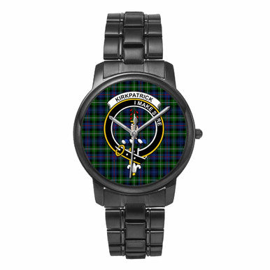 Scottish Kirkpatrick Clan Crest Tartan Folding Clasp Steel Quartz Watches Tartan Plaid Black 1
