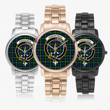 Scottish Kirkpatrick Clan Crest Tartan Folding Clasp Steel Quartz Watches Tartan Plaid All
