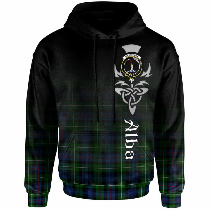 Scottish Kirkpatrick Clan Crest Tartan Hoodie - Alba Gu Brath Family Crest Celtic Inspired Front Side Tartan Plaid