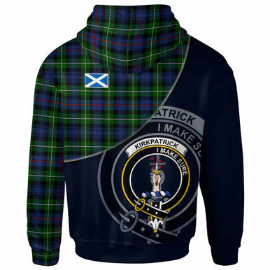 Scottish Kirkpatrick Clan Crest Tartan Hoodie - Bend Style Back Side Tartan Plaid