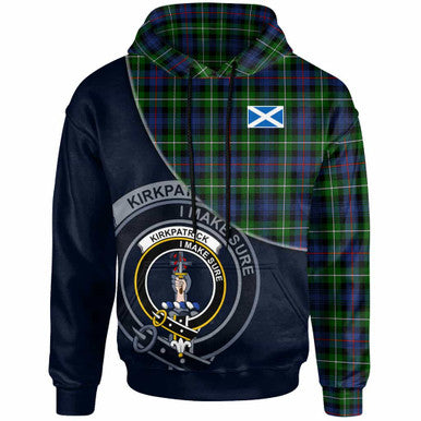 Scottish Kirkpatrick Clan Crest Tartan Hoodie - Bend Style Front Side Tartan Plaid
