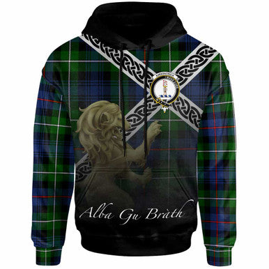 Scottish Kirkpatrick Clan Crest Tartan Hoodie - Scotland Lion Front Side Tartan Plaid