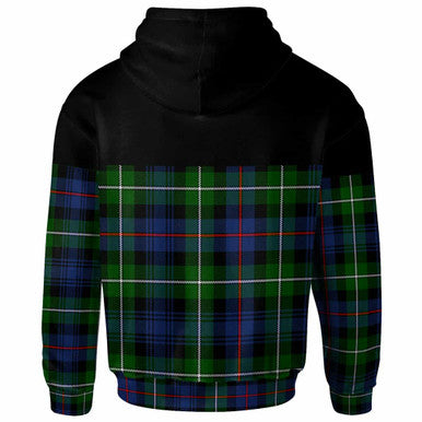 Scottish Kirkpatrick Clan Crest Tartan Hoodie - Horizontal Style Back Side Tartan Plaid