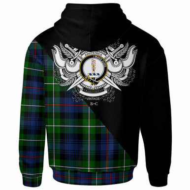 Scottish Kirkpatrick Clan Crest Tartan Hoodie - Military Logo Back Side Tartan Plaid