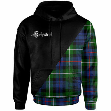 Scottish Kirkpatrick Clan Crest Tartan Hoodie - Military Logo Front Side Tartan Plaid